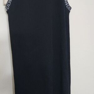 Black Sleeveless Dress with Logo Detail